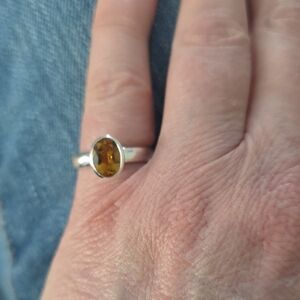 Elegant Silver Ring with Citrine Or Golden Topaz Stone